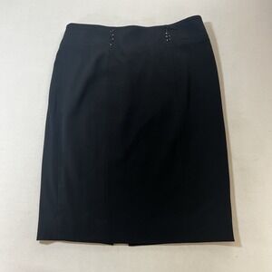 White House Black Market Womens Black Straight Lined Pencil Skirt Size 12